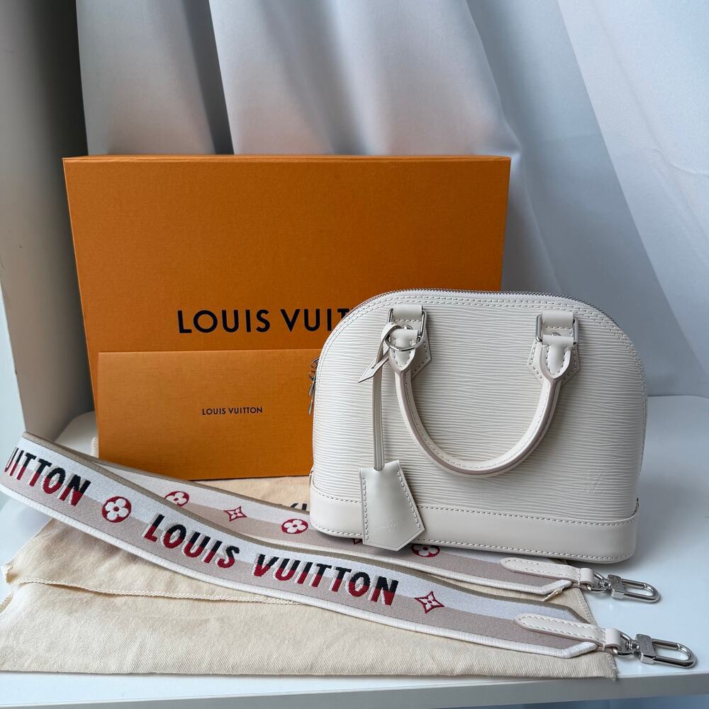 Louis Vuitton Alma BB Epi Quartz White Leather Crossbody Bag M58706 Quiet Luxury